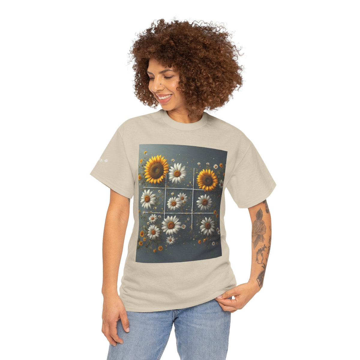 Flower tic-tac-toe graphic t-shirt
