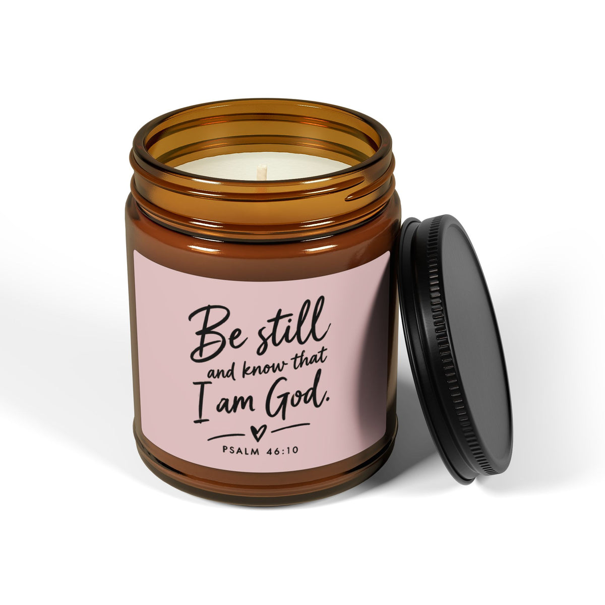 Be Still and Know Soy Candle – Psalm 46:10 Christian Amber Jar Candle
