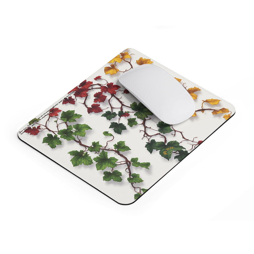 Ivy Vine Mouse Pad — Green, Red & Gold Leaf Desk Mat