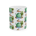Botanical Teapot Ceramic Mug — Vintage Kitchen Plant Illustration (11oz & 15oz)
