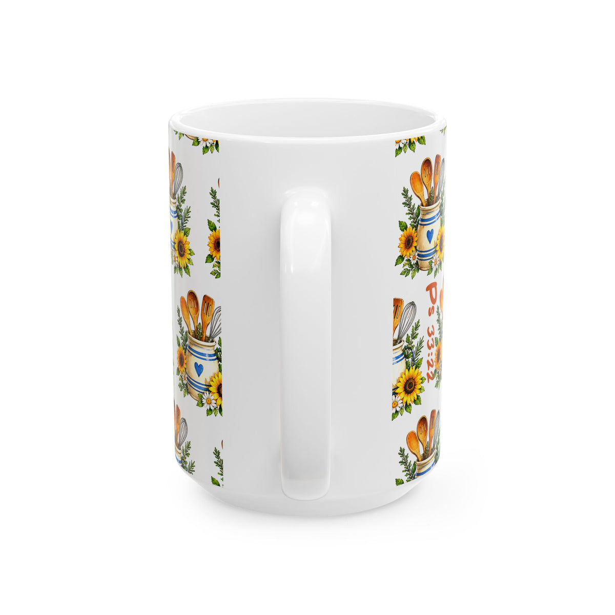 Sunflower Kitchen Tools Ceramic Mug – Rustic Baking Utensils Coffee Cup (11oz & 15oz)