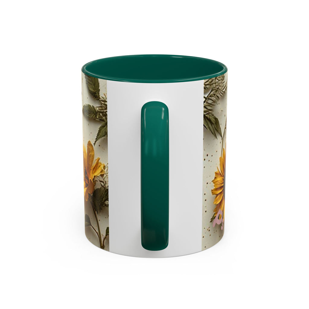 Floral Pressed Flowers Ceramic Mug — Vintage Dried Bloom Design (11oz & 15oz)