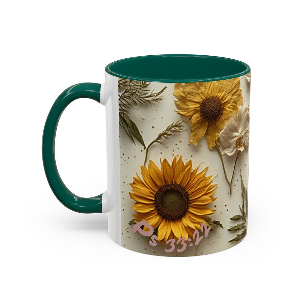 Floral Pressed Flowers Ceramic Mug — Vintage Dried Bloom Design (11oz & 15oz)