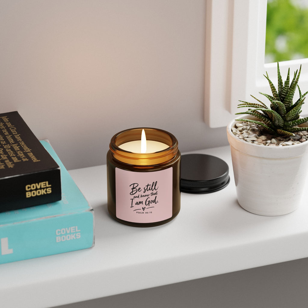 Be Still and Know Soy Candle – Psalm 46:10 Christian Amber Jar Candle