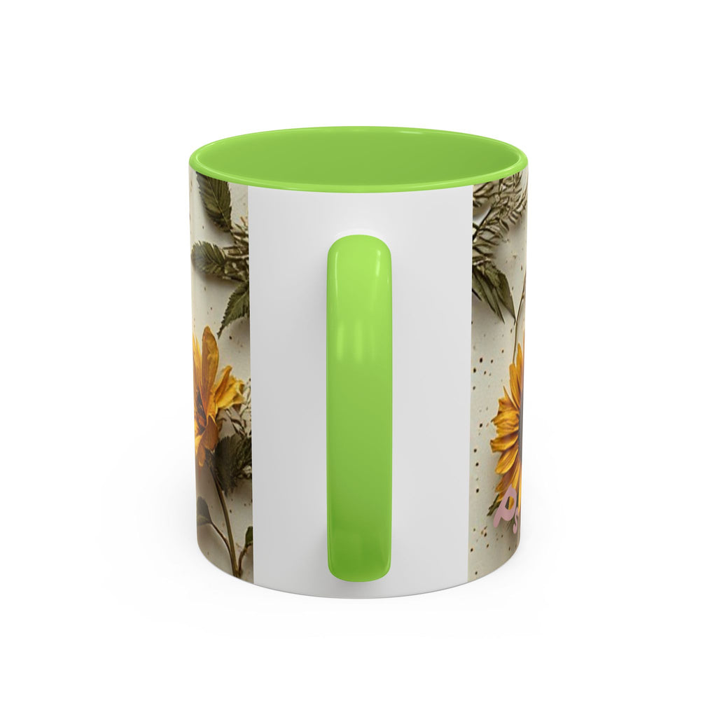 Floral Pressed Flowers Ceramic Mug — Vintage Dried Bloom Design (11oz & 15oz)
