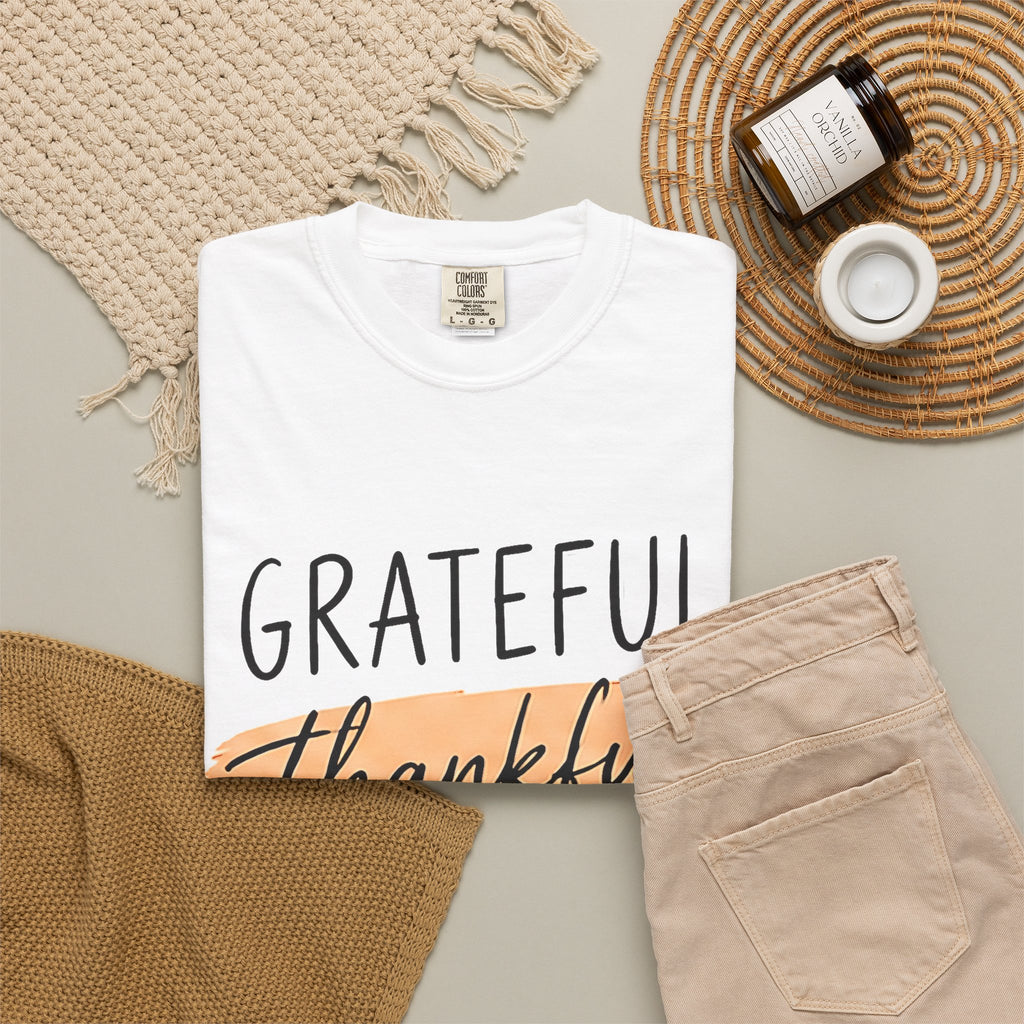 Grateful Thankful Blessed T-Shirt — Christian Faith Scripture Tee (1 Thessalonians 5:18)