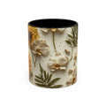 Floral Pressed Flowers Ceramic Mug — Vintage Dried Bloom Design (11oz & 15oz)