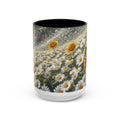 Daisy & Sunflower Field Accent Coffee Mug — Floral Nature Scene (11/15oz)