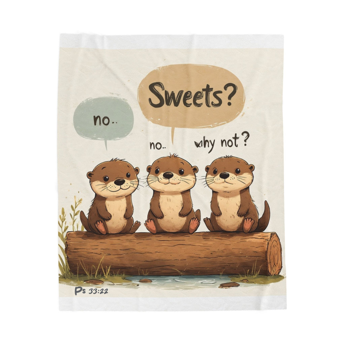 Cute Otter Trio Velveteen Plush Blanket —  Cozy Throw for Kids & Animal Lovers