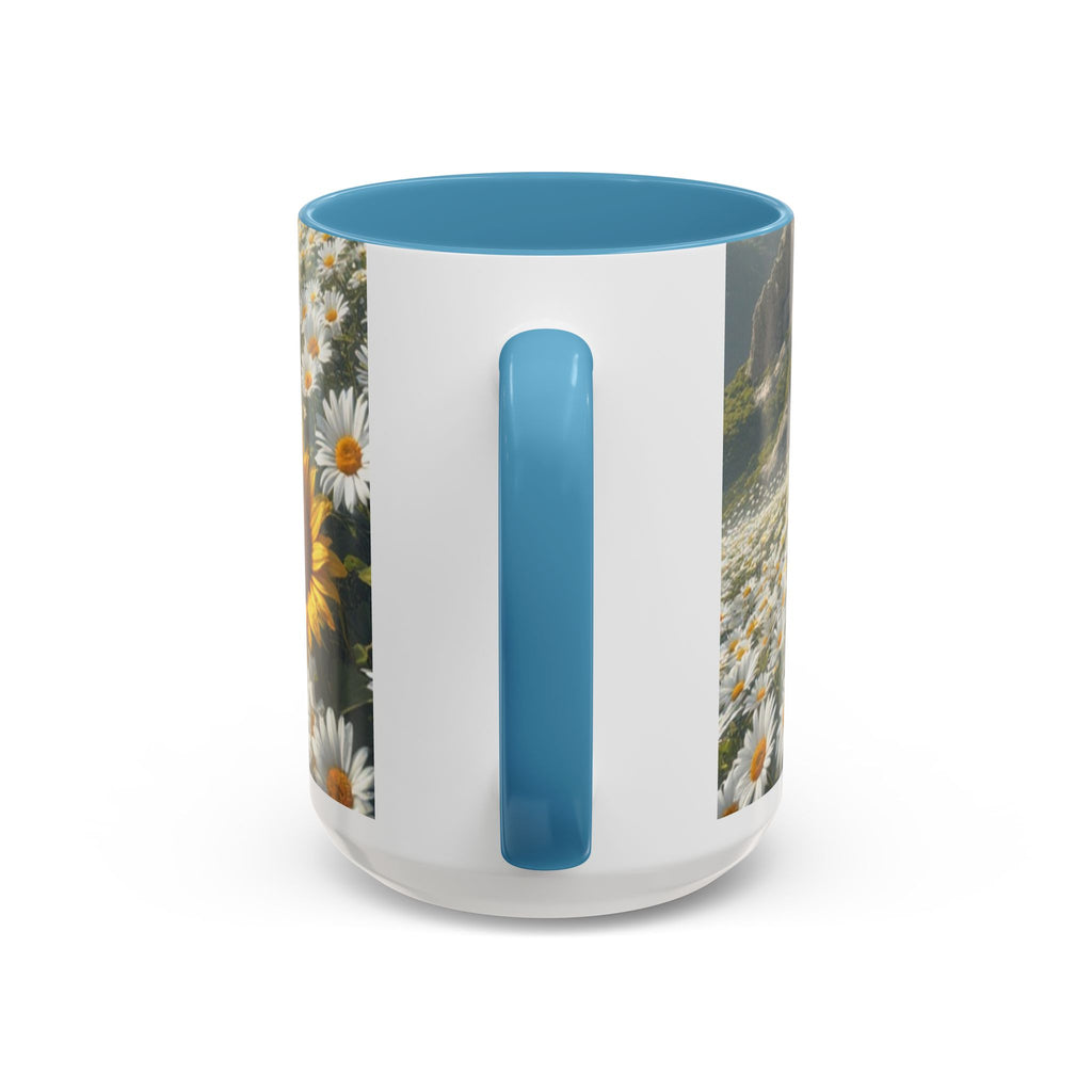 Daisy & Sunflower Field Accent Coffee Mug — Floral Nature Scene (11/15oz)