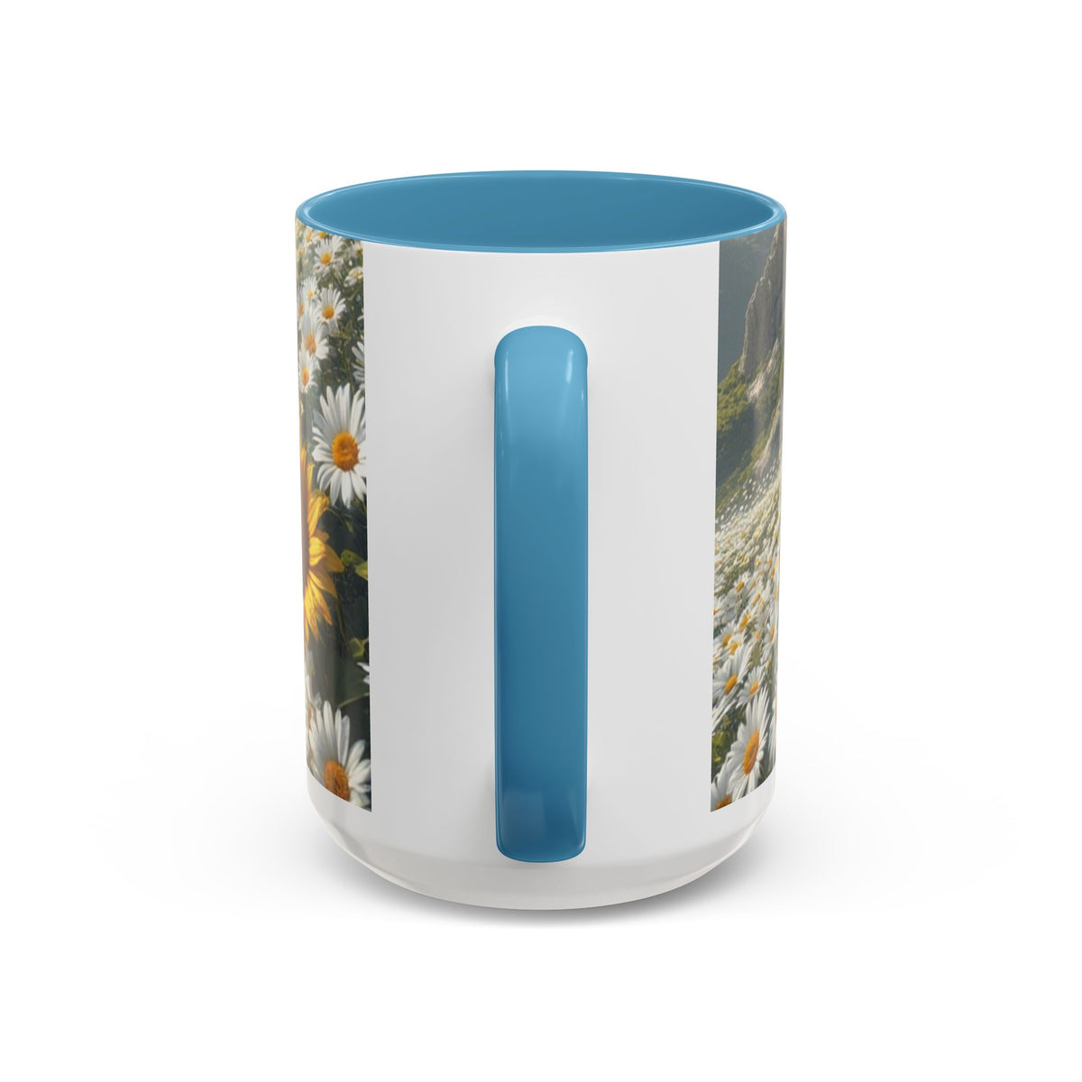 Daisy & Sunflower Field Accent Coffee Mug — Floral Nature Scene (11/15oz)
