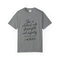 Proverbs 31:25 'She is Clothed with Strength and Dignity' Inspirational T‑Shirt