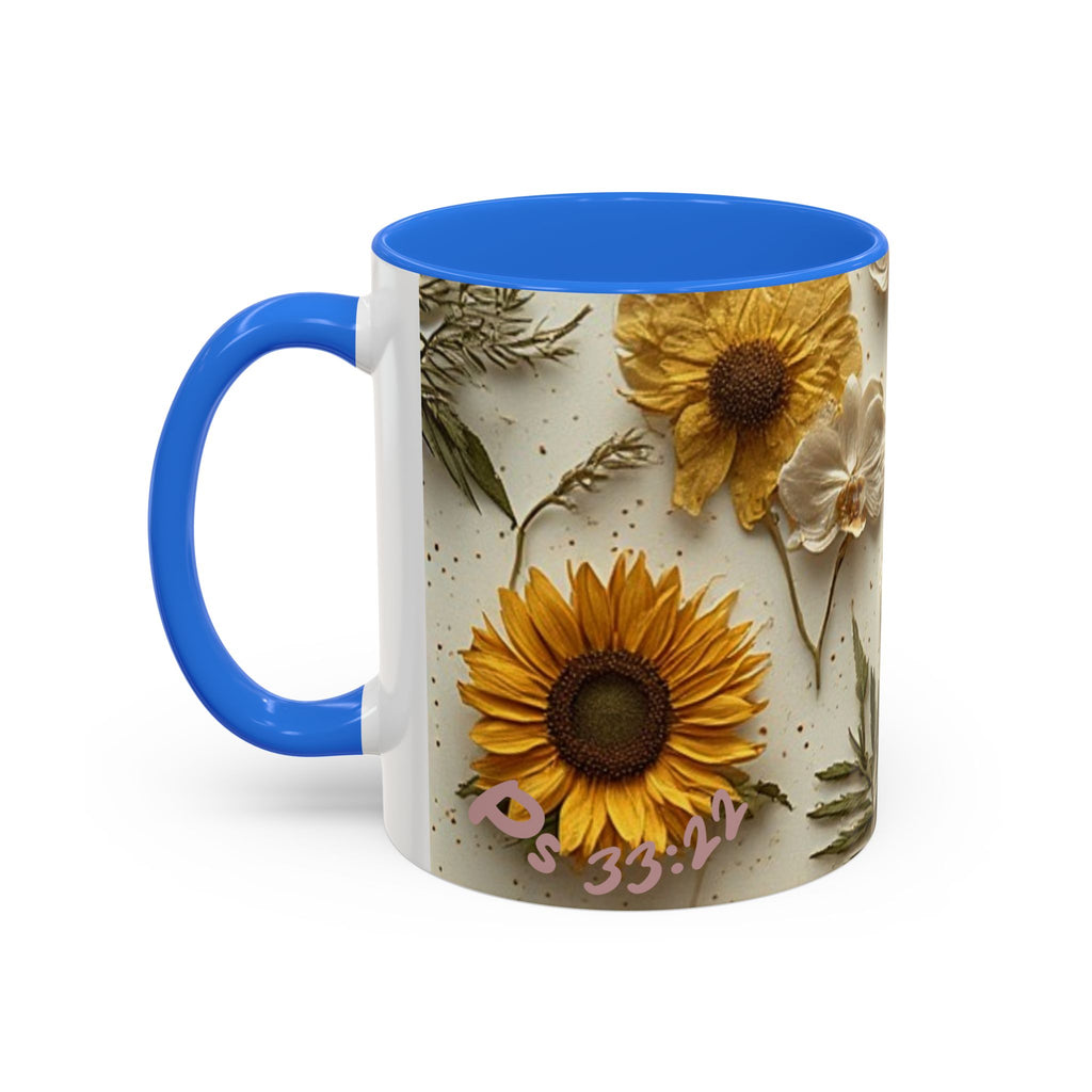 Floral Pressed Flowers Ceramic Mug — Vintage Dried Bloom Design (11oz & 15oz)
