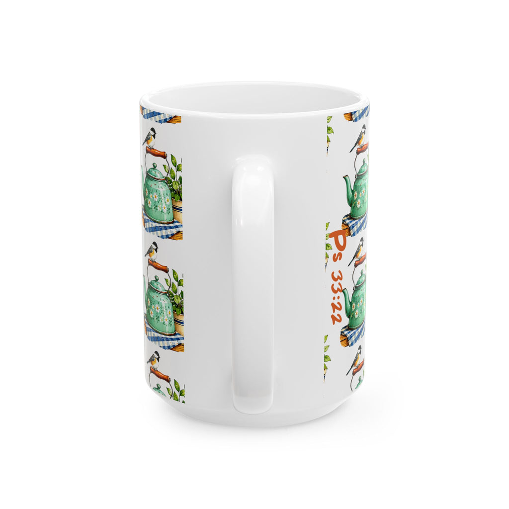 Botanical Teapot Ceramic Mug — Vintage Kitchen Plant Illustration (11oz & 15oz)