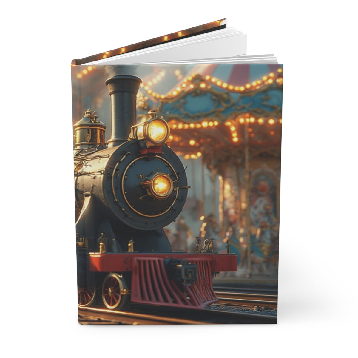 Vintage Steam Train Hardcover Journal — Nostalgic Carousel Notebook