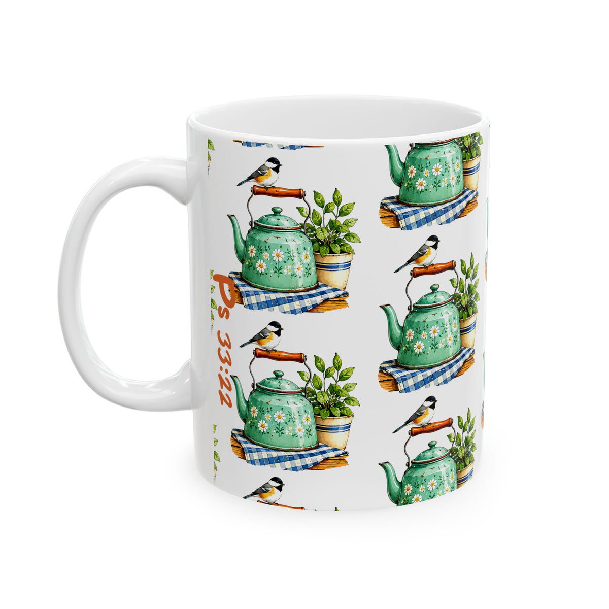 Botanical Teapot Ceramic Mug — Vintage Kitchen Plant Illustration (11oz & 15oz)