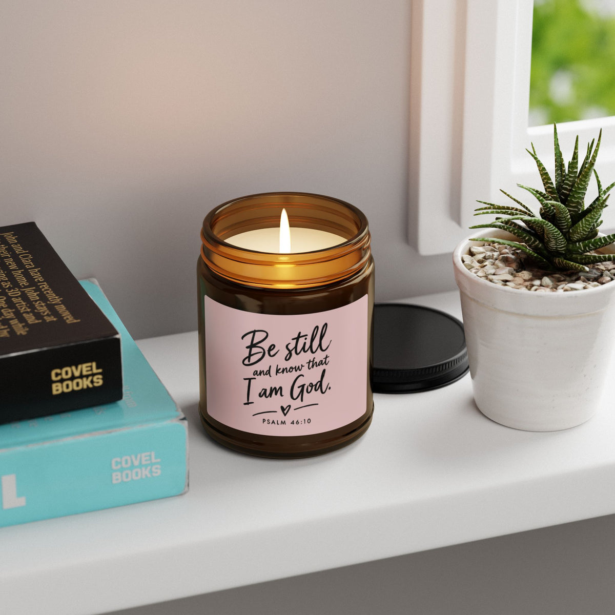 Be Still and Know Soy Candle – Psalm 46:10 Christian Amber Jar Candle