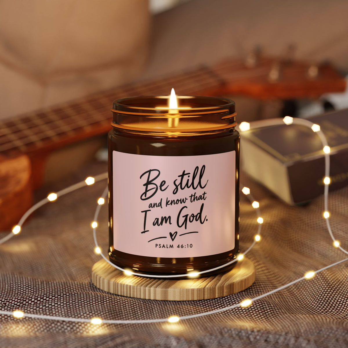 Be Still and Know Soy Candle – Psalm 46:10 Christian Amber Jar Candle