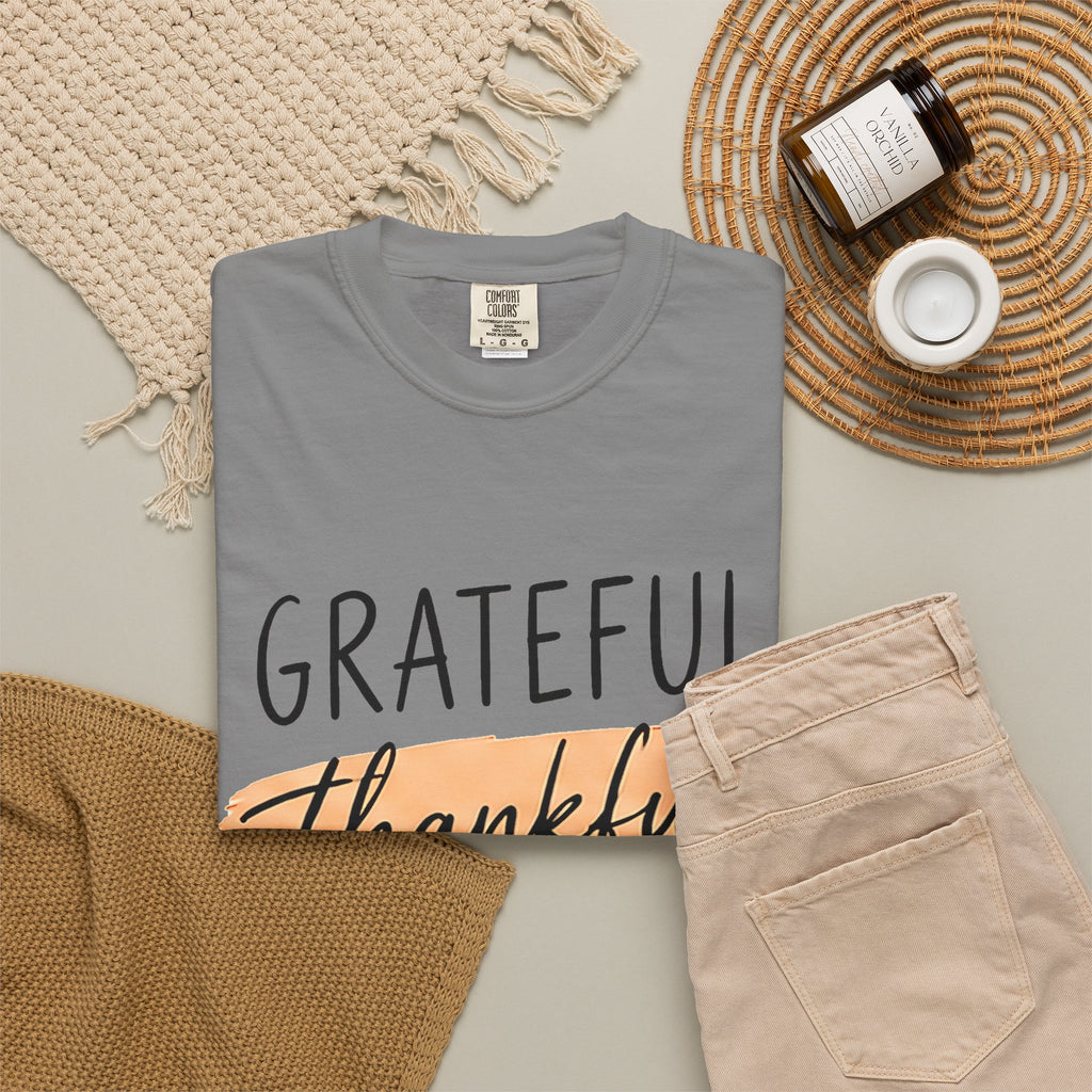 Grateful Thankful Blessed T-Shirt — Christian Faith Scripture Tee (1 Thessalonians 5:18)