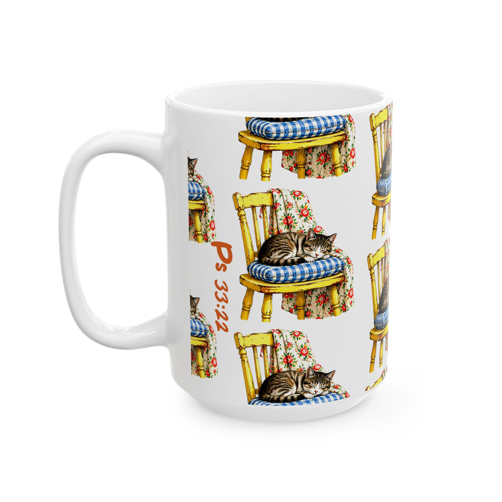 Cute Sleeping Cat on Chair Ceramic Mug (11oz/15oz)
