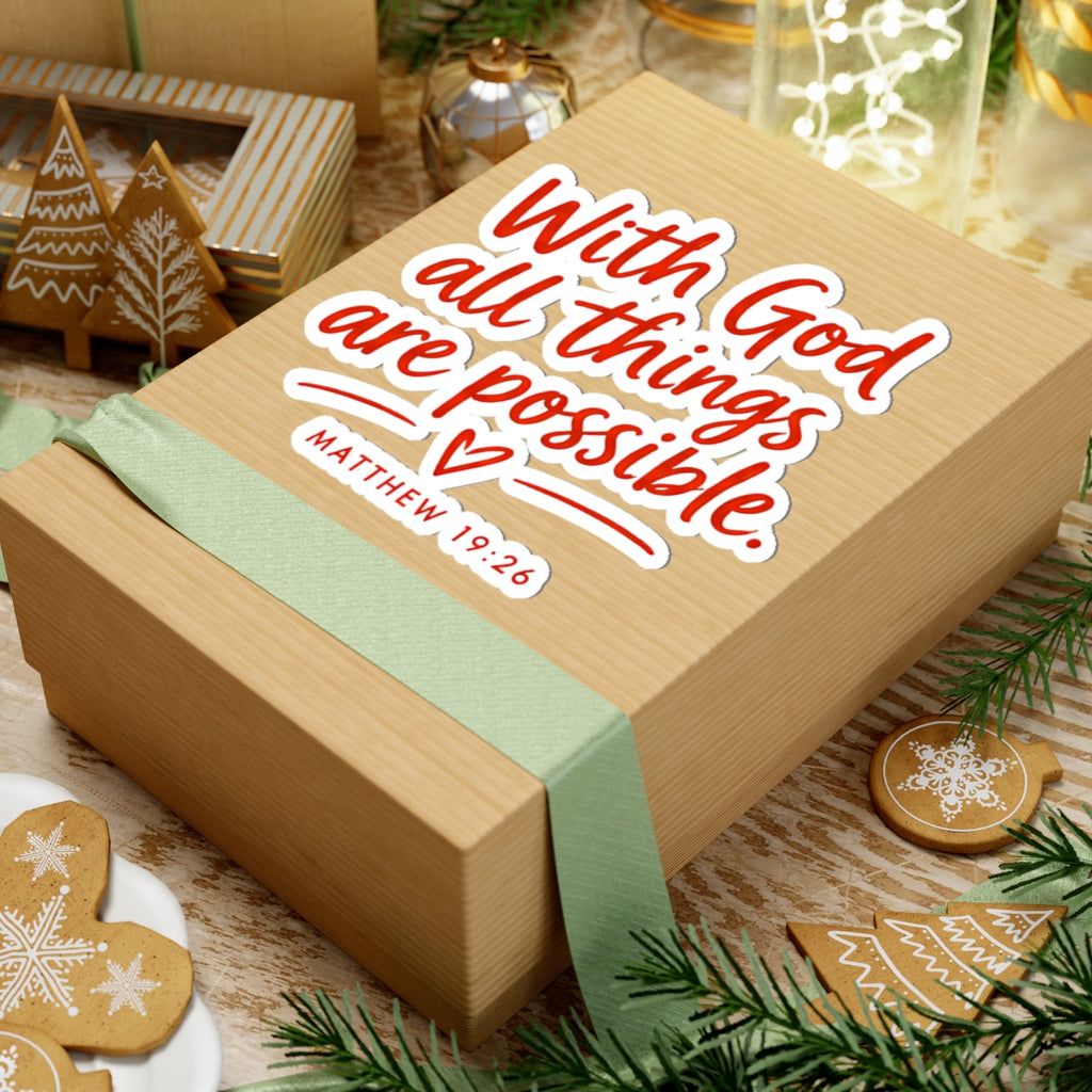 With God All Things Are Possible Kiss-Cut Sticker – Matthew 19:26