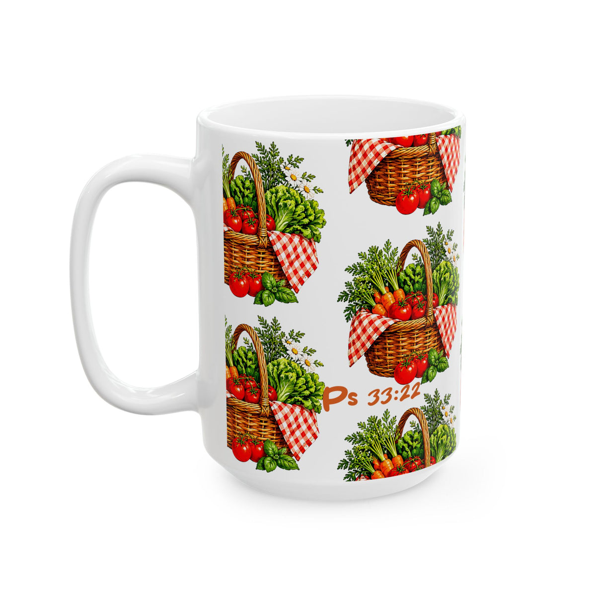 Garden Harvest Mug — Vintage Picnic Basket Vegetables Coffee Cup (11oz/15oz)