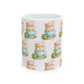 Stacked Teacups Floral Ceramic Mug – Vintage Tea Party Coffee Cup (11oz, 15oz)