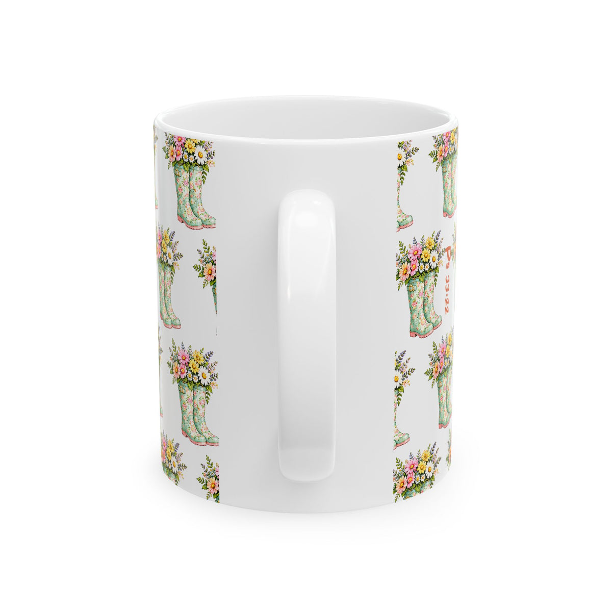 Floral Rain Boot Ceramic Mug — Watercolor Wildflower Bouquet Coffee Cup (11oz & 15oz)