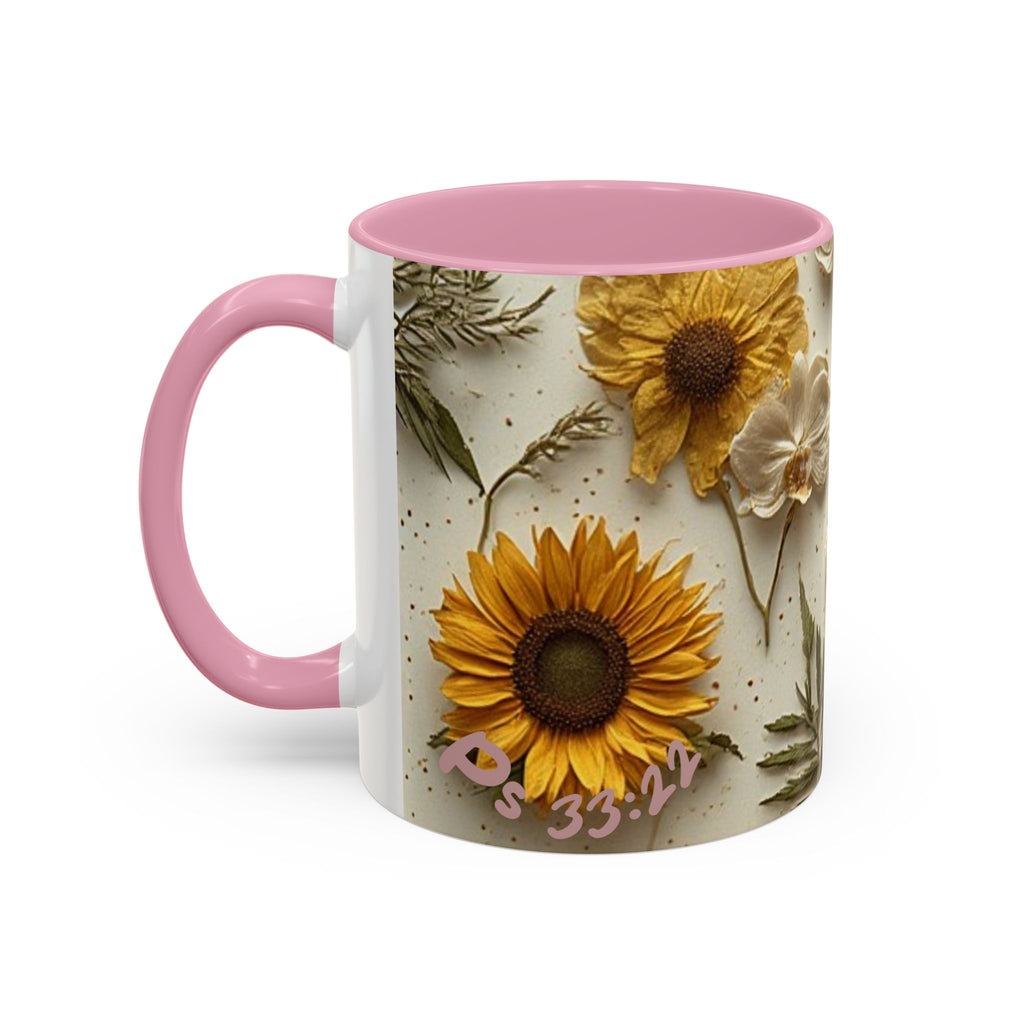Floral Pressed Flowers Ceramic Mug — Vintage Dried Bloom Design (11oz & 15oz)