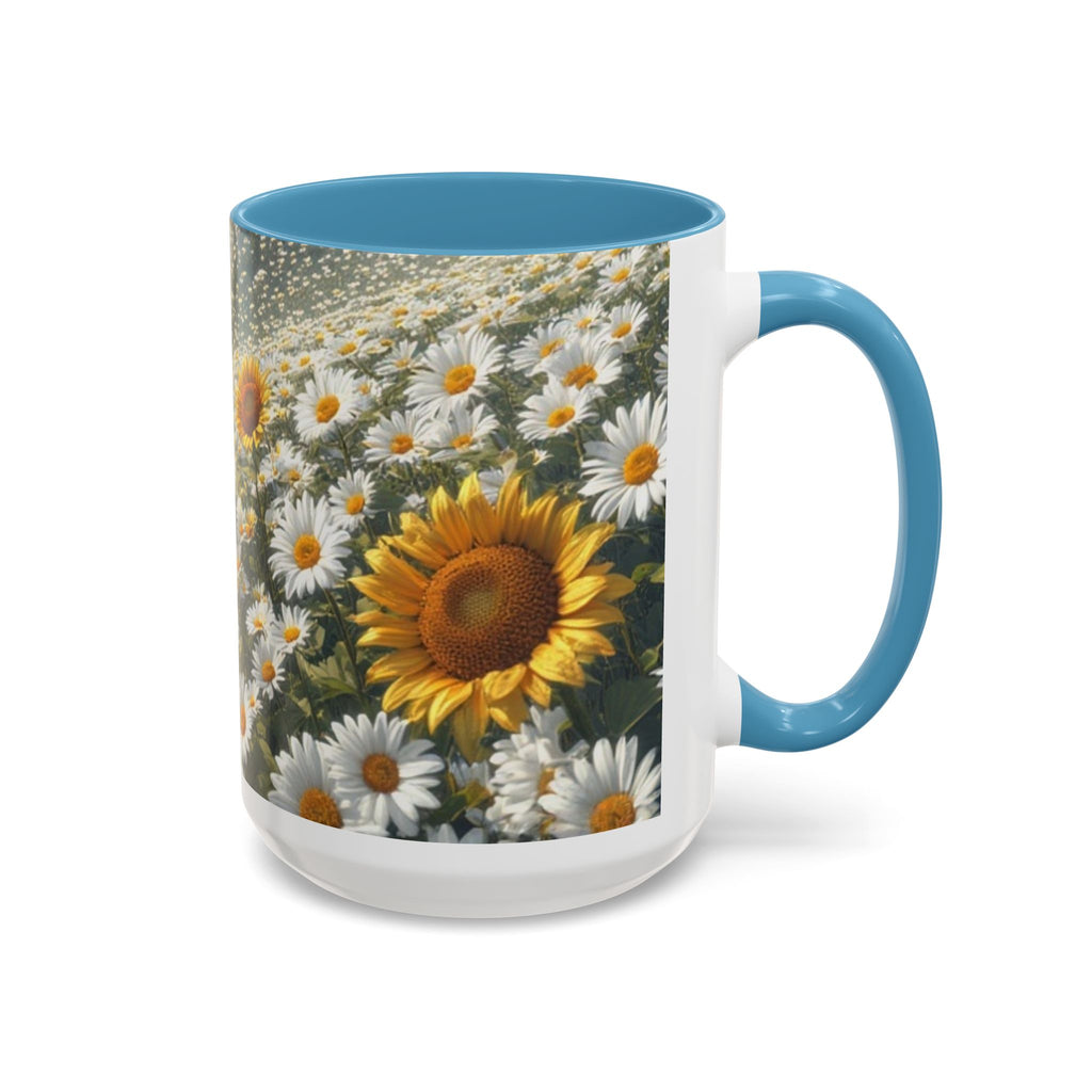 Daisy & Sunflower Field Accent Coffee Mug — Floral Nature Scene (11/15oz)