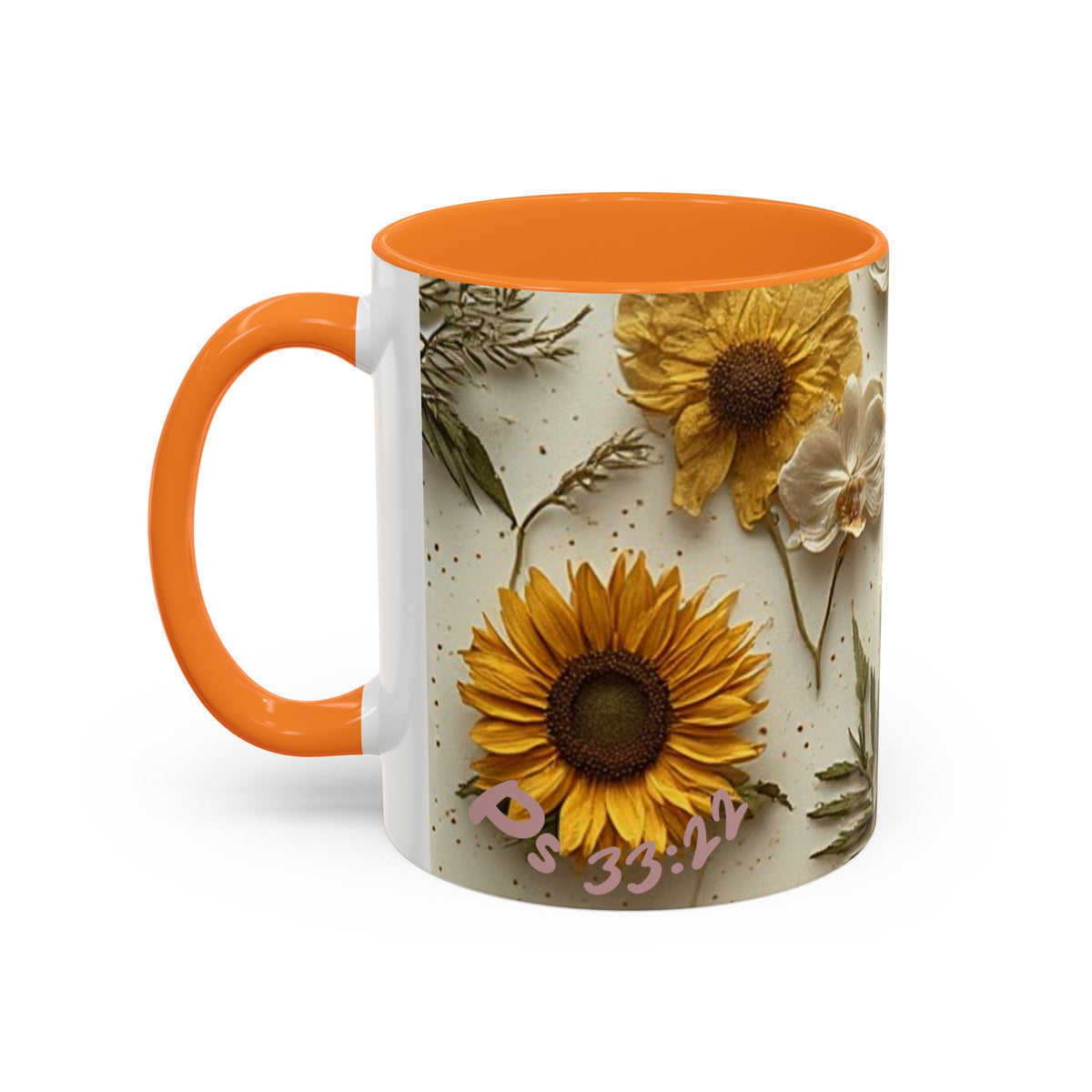 Floral Pressed Flowers Ceramic Mug — Vintage Dried Bloom Design (11oz & 15oz)