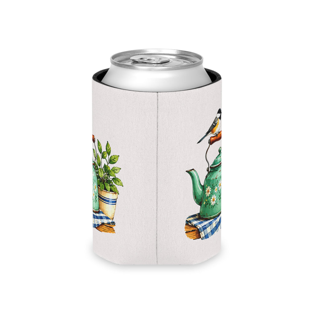 Vintage Teapot & Songbird Can Cooler