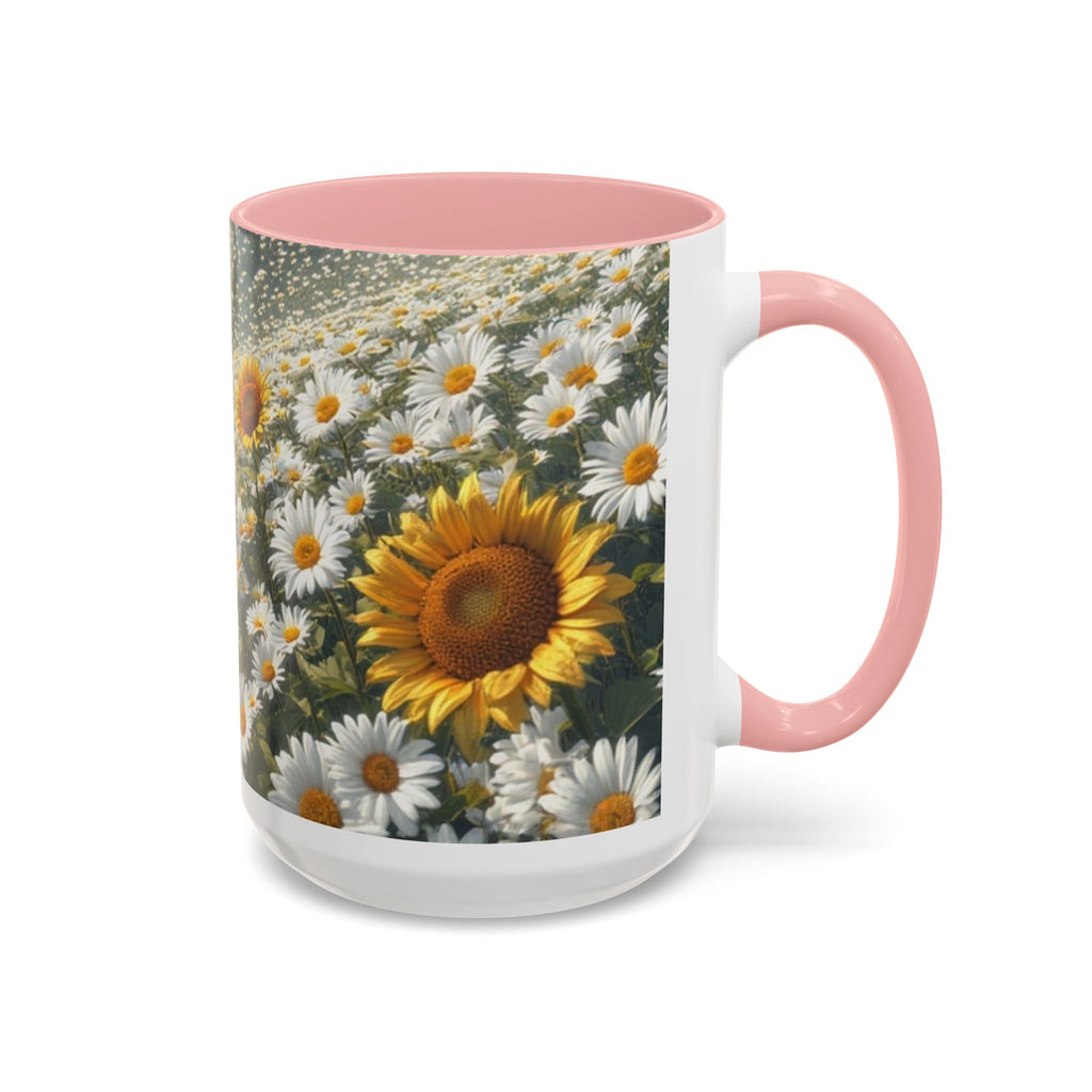 Daisy & Sunflower Field Accent Coffee Mug — Floral Nature Scene (11/15oz)