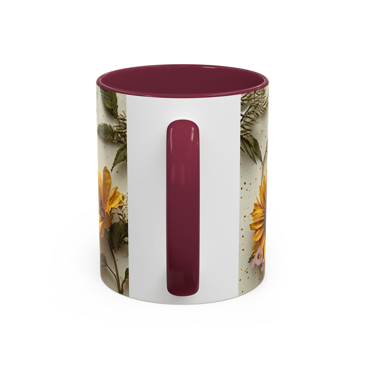 Floral Pressed Flowers Ceramic Mug — Vintage Dried Bloom Design (11oz & 15oz)