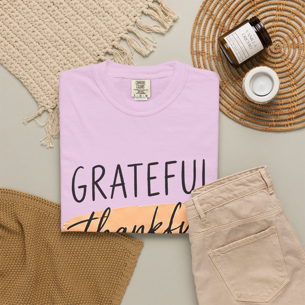 Grateful Thankful Blessed T-Shirt — Christian Faith Scripture Tee (1 Thessalonians 5:18)