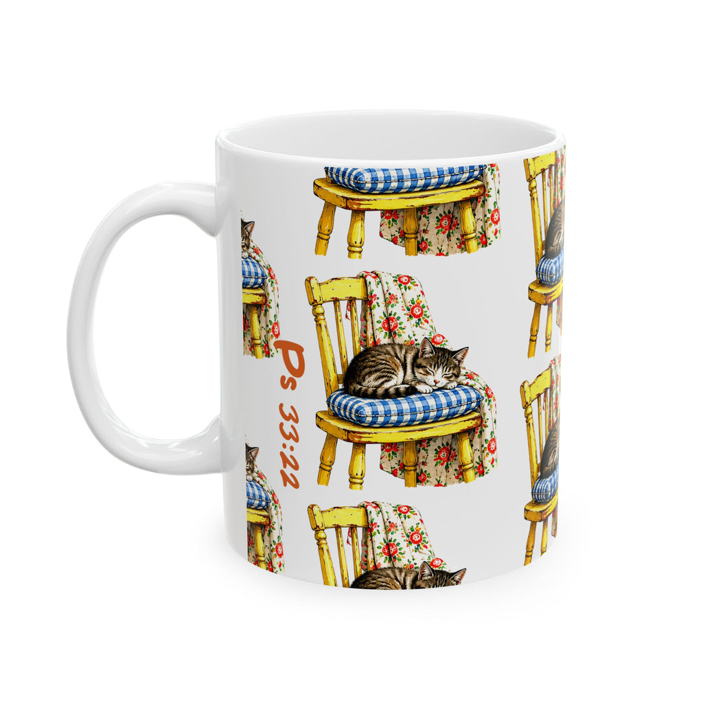 Cute Sleeping Cat on Chair Ceramic Mug (11oz/15oz)
