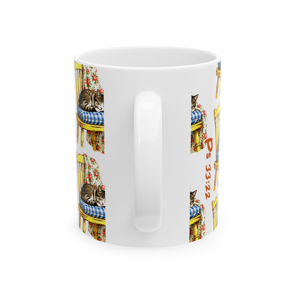 Cute Sleeping Cat on Chair Ceramic Mug (11oz/15oz)