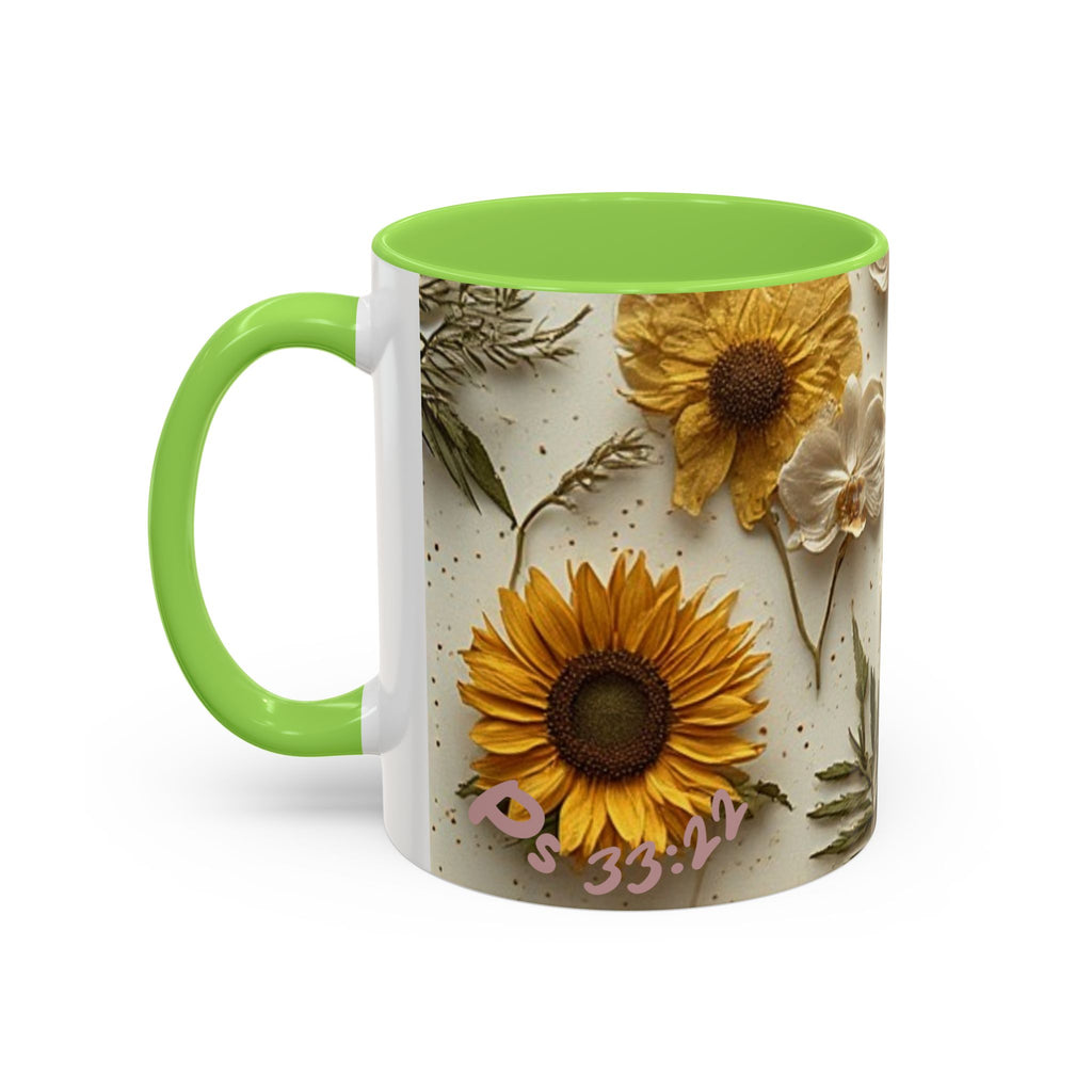 Floral Pressed Flowers Ceramic Mug — Vintage Dried Bloom Design (11oz & 15oz)
