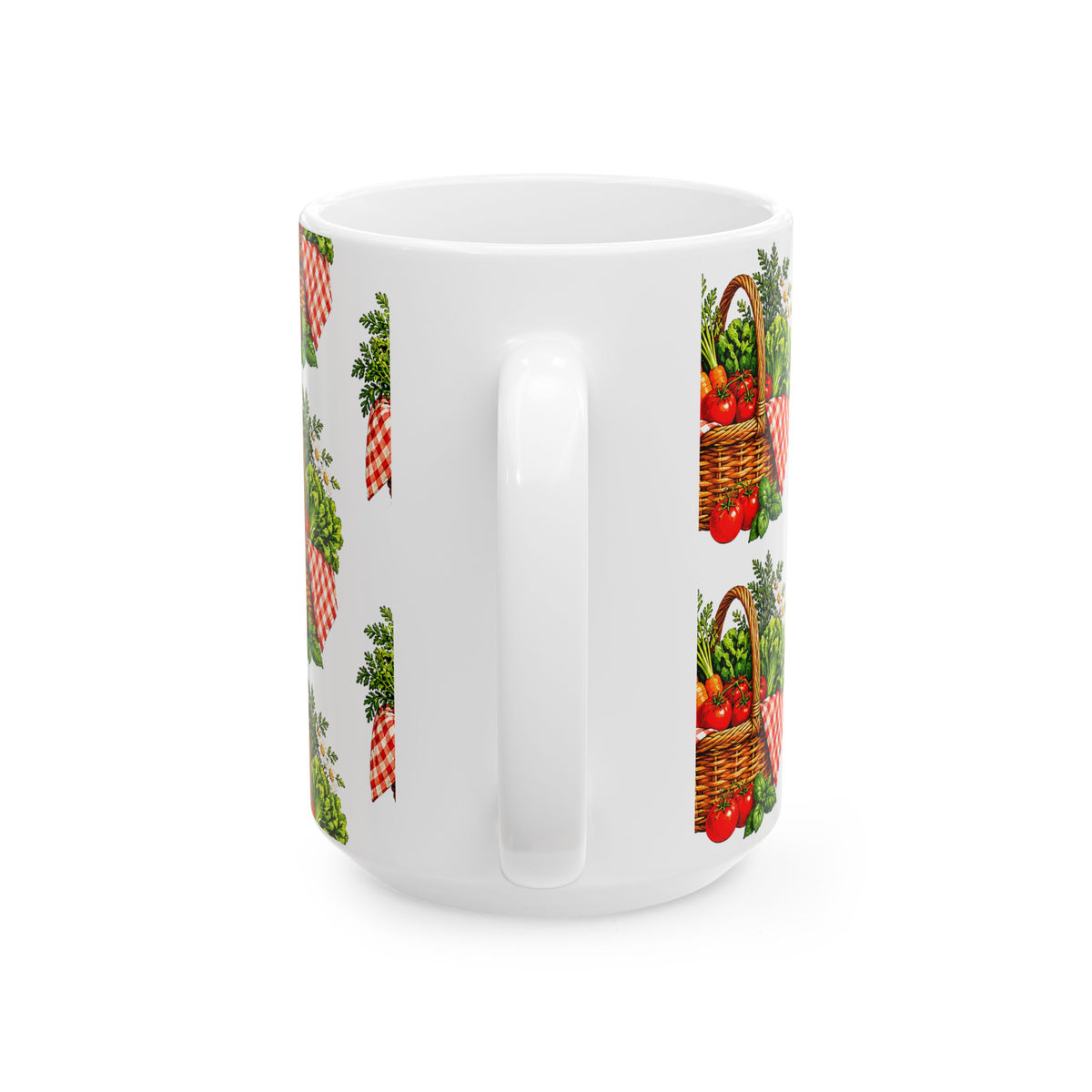 Garden Harvest Mug — Vintage Picnic Basket Vegetables Coffee Cup (11oz/15oz)