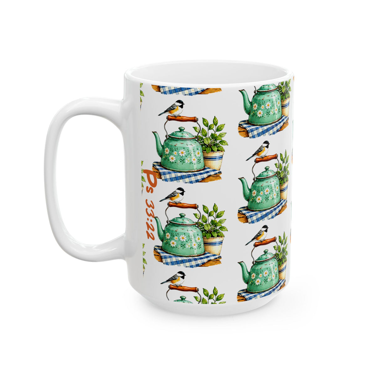 Botanical Teapot Ceramic Mug — Vintage Kitchen Plant Illustration (11oz & 15oz)