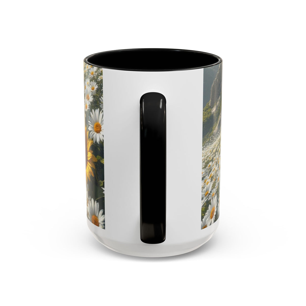 Daisy & Sunflower Field Accent Coffee Mug — Floral Nature Scene (11/15oz)