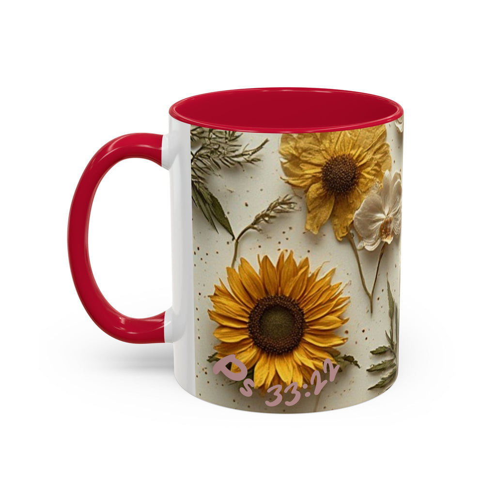 Floral Pressed Flowers Ceramic Mug — Vintage Dried Bloom Design (11oz & 15oz)