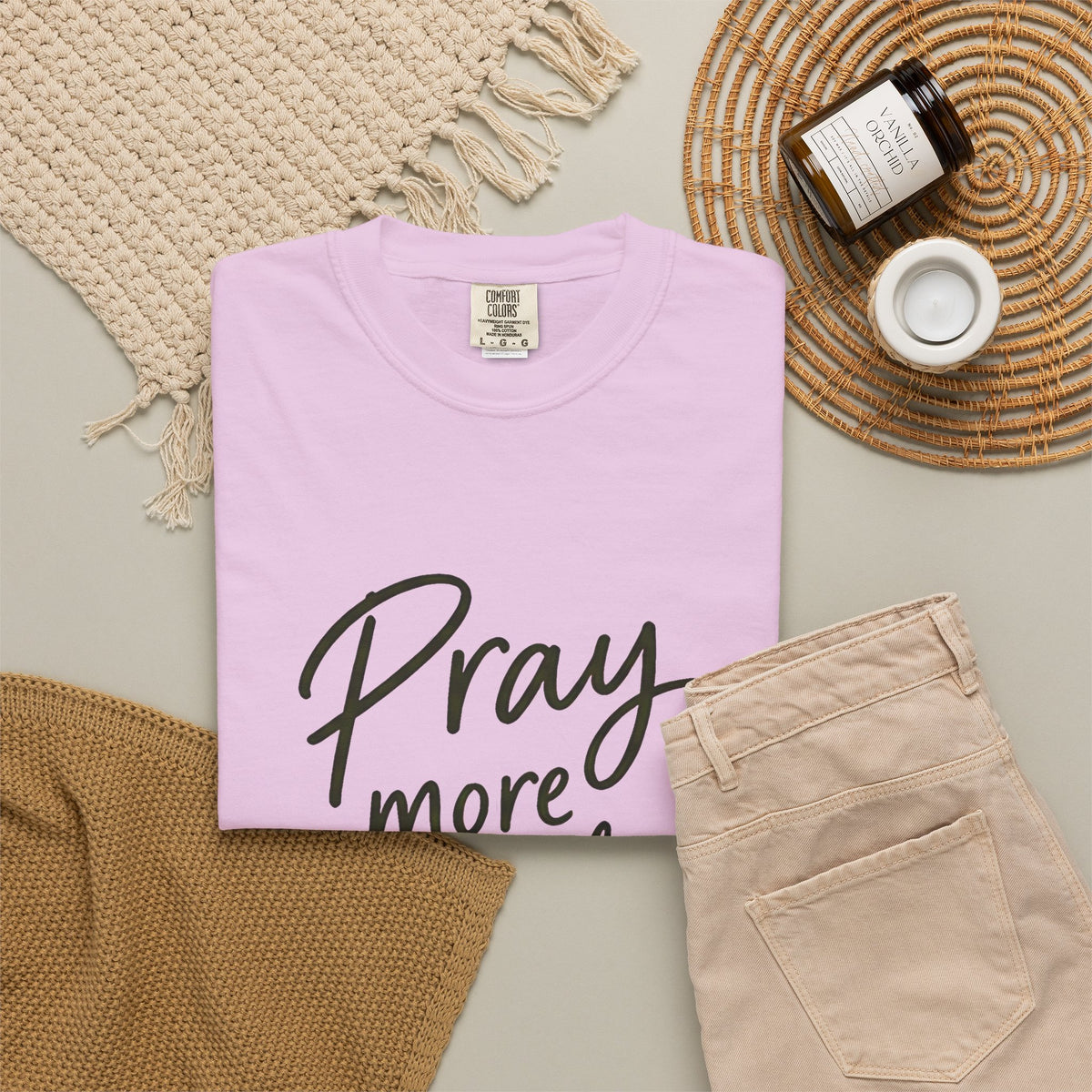 Pray More Worry Less T-Shirt — Philippians 4:6 Christian Tee