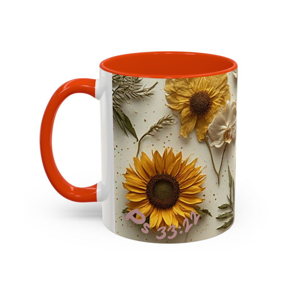 Floral Pressed Flowers Ceramic Mug — Vintage Dried Bloom Design (11oz & 15oz)