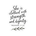 She Is Clothed with Strength and Dignity Proverbs 31:25 Kiss-Cut Sticker
