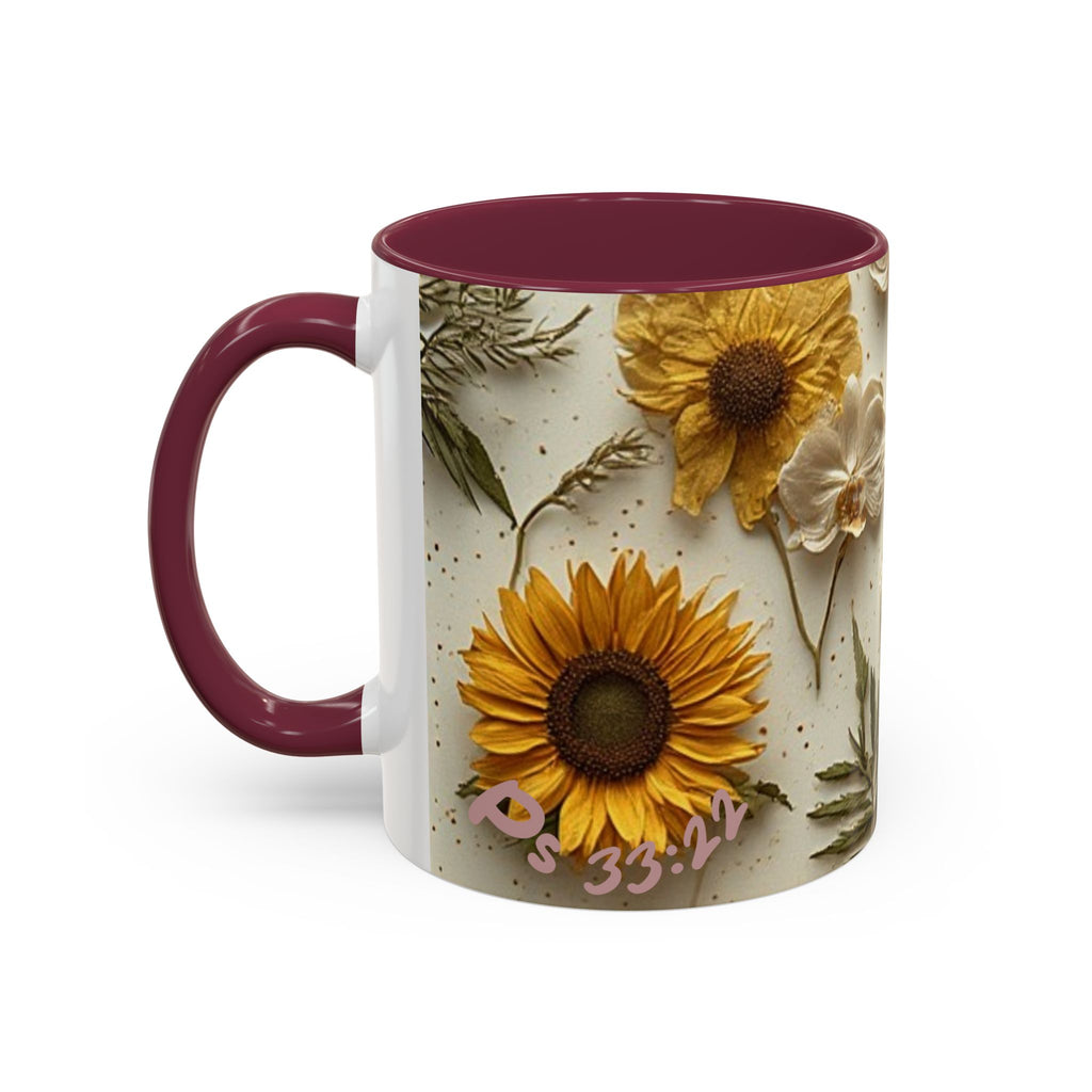 Floral Pressed Flowers Ceramic Mug — Vintage Dried Bloom Design (11oz & 15oz)