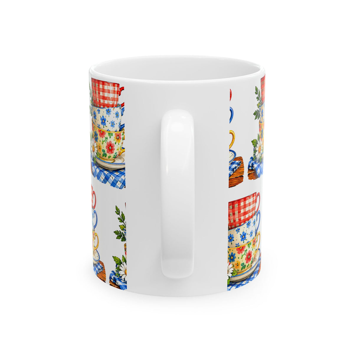 Stacked Floral Teacups Ceramic Mug – Country Cottage Kitchen Gift (11oz & 15oz)