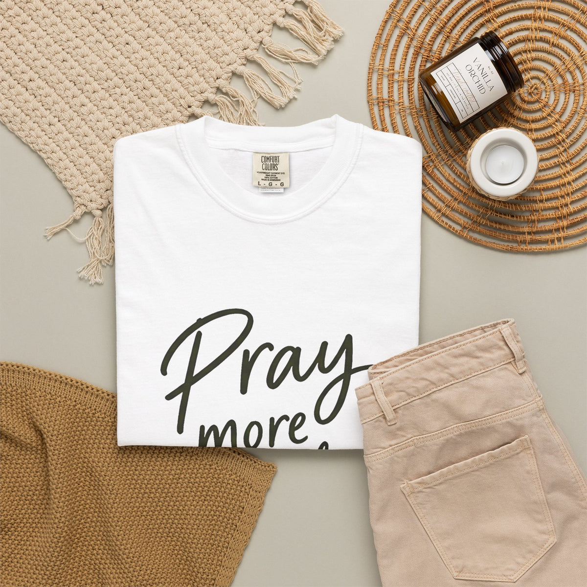 Pray More Worry Less T-Shirt — Philippians 4:6 Christian Tee