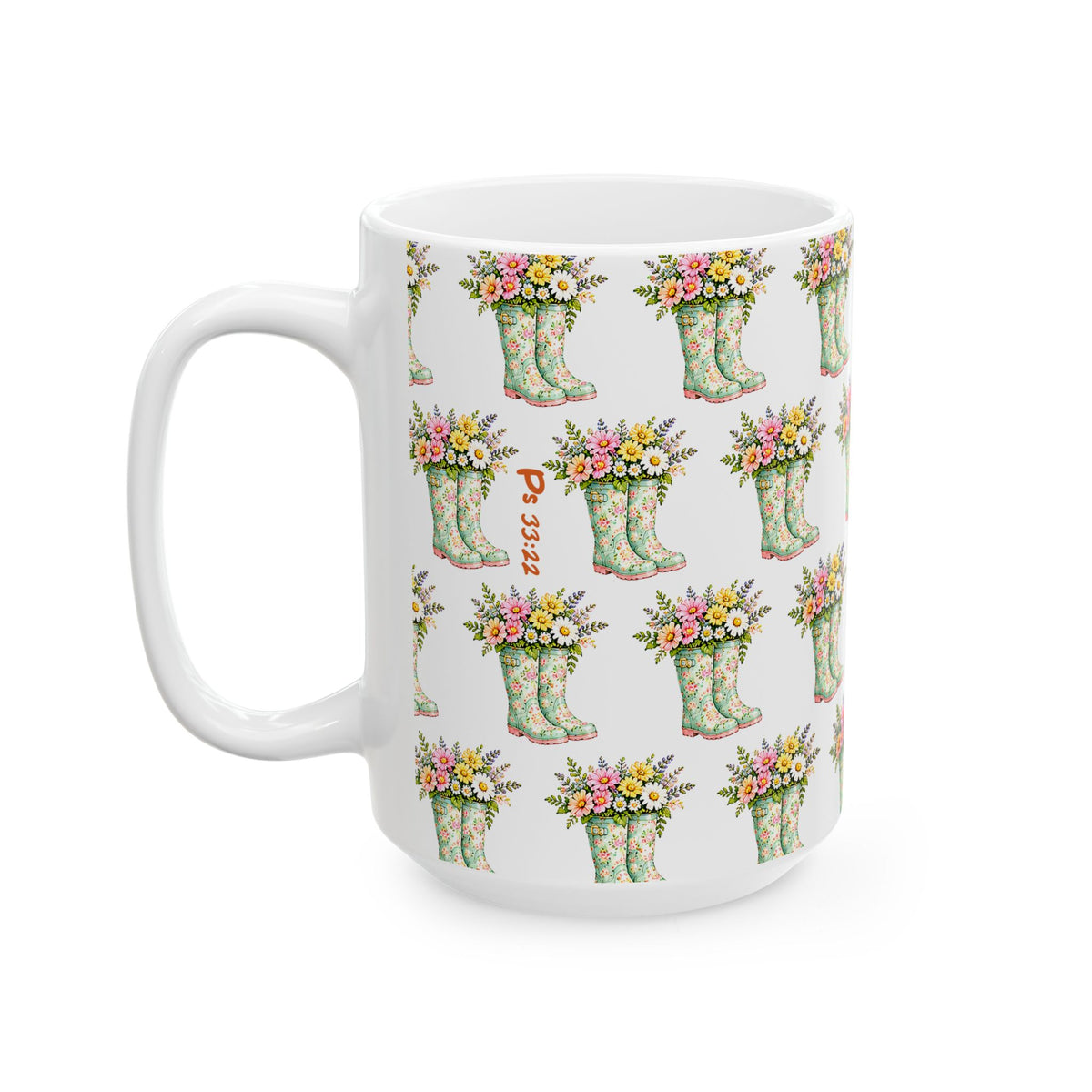 Floral Rain Boot Ceramic Mug — Watercolor Wildflower Bouquet Coffee Cup (11oz & 15oz)