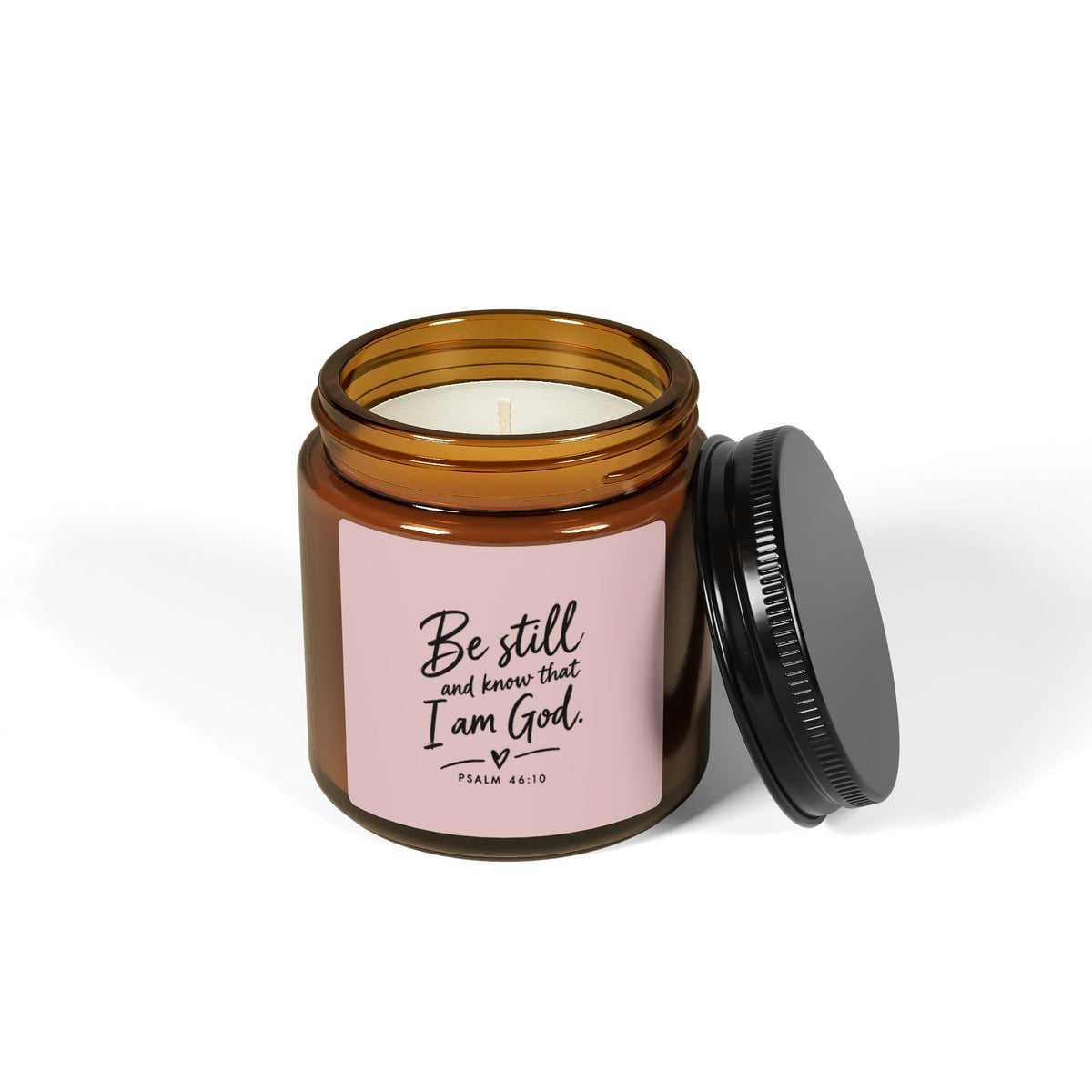 Be Still and Know Soy Candle – Psalm 46:10 Christian Amber Jar Candle